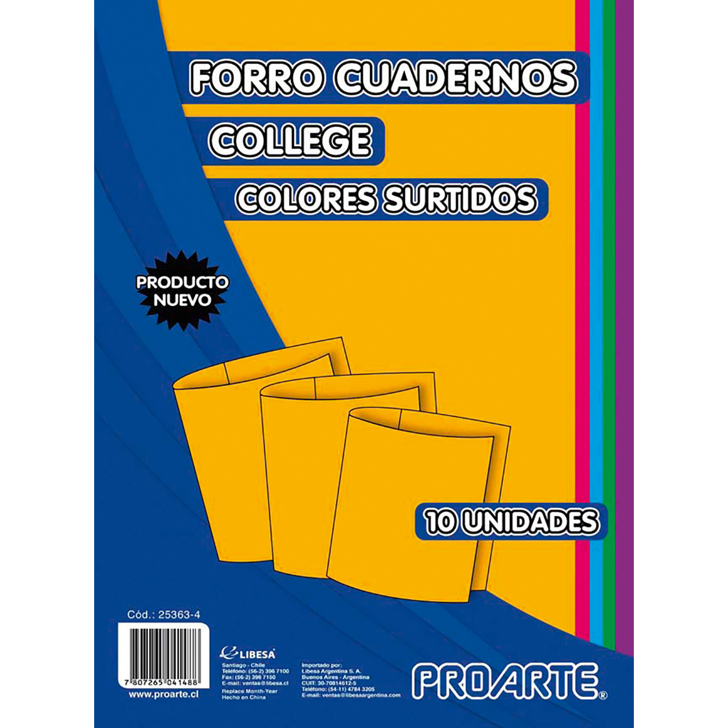 Forros Cuadernos College Colores Surtidos 10 Unidades