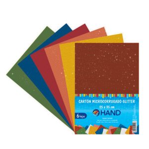 Hand Carton Microcorrugado Glitter 25x35cms 6 Hojas