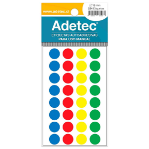 Etiqueta manual circular colores 15 mm