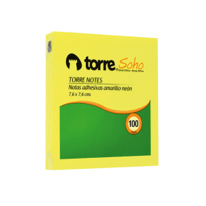 Torre notes amarillo neón 7,6x7,6cm 100hojas