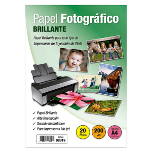 Papel fotográfico brillante a4 200 gr