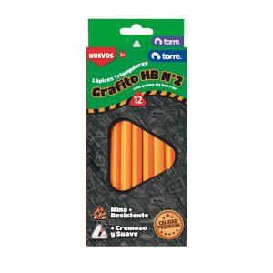 Lapices Triangulares Grafito HB N°2 con Goma 12 Unidades