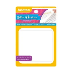 NOTAS AUTOADHESIVAS TRANSPARENTES 76X76MM 50HJS UNIDAD