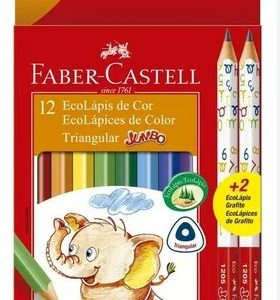 FABER CASTELL LAPICES COLORES JUMBO 12 COLORES + 2 GRAFITO UNIDAD