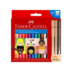 FABER CASTELL MARCADOR FIESTA ESTUCHE 12 COLORES + 3 PIEL UNIDAD