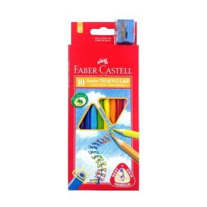 FABER CASTELL LAPICES DE COLORES JUMBO TRIANGULAR 10 +SACAPUNTA UNIDAD